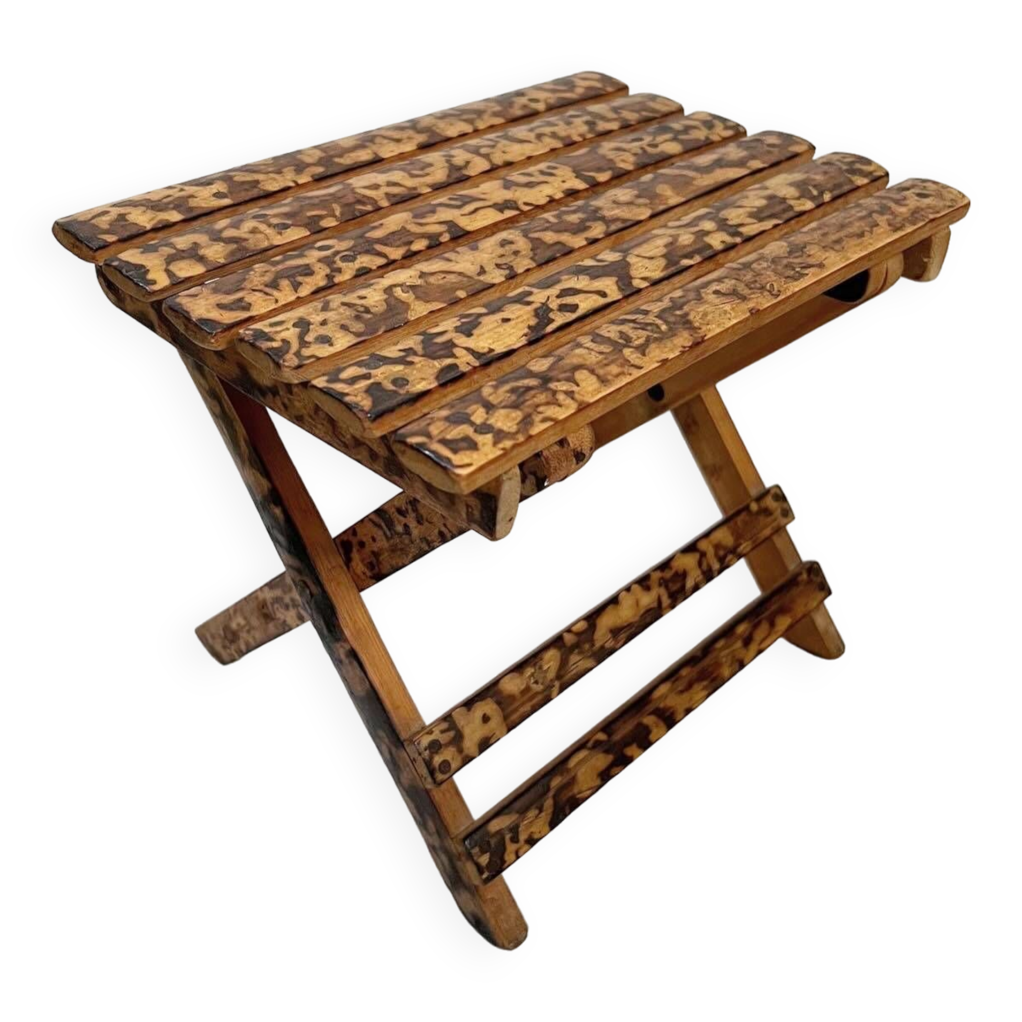 Small folding stool in exotic wood