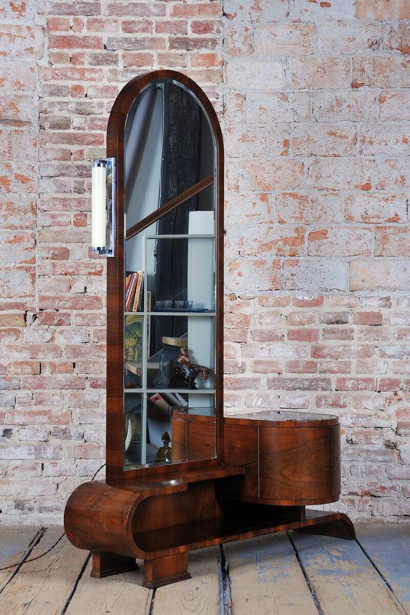 Czech Art Deco Dressing Mirror in Walnut, 1930s
