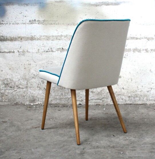 Chaise vintage pied de poule gris