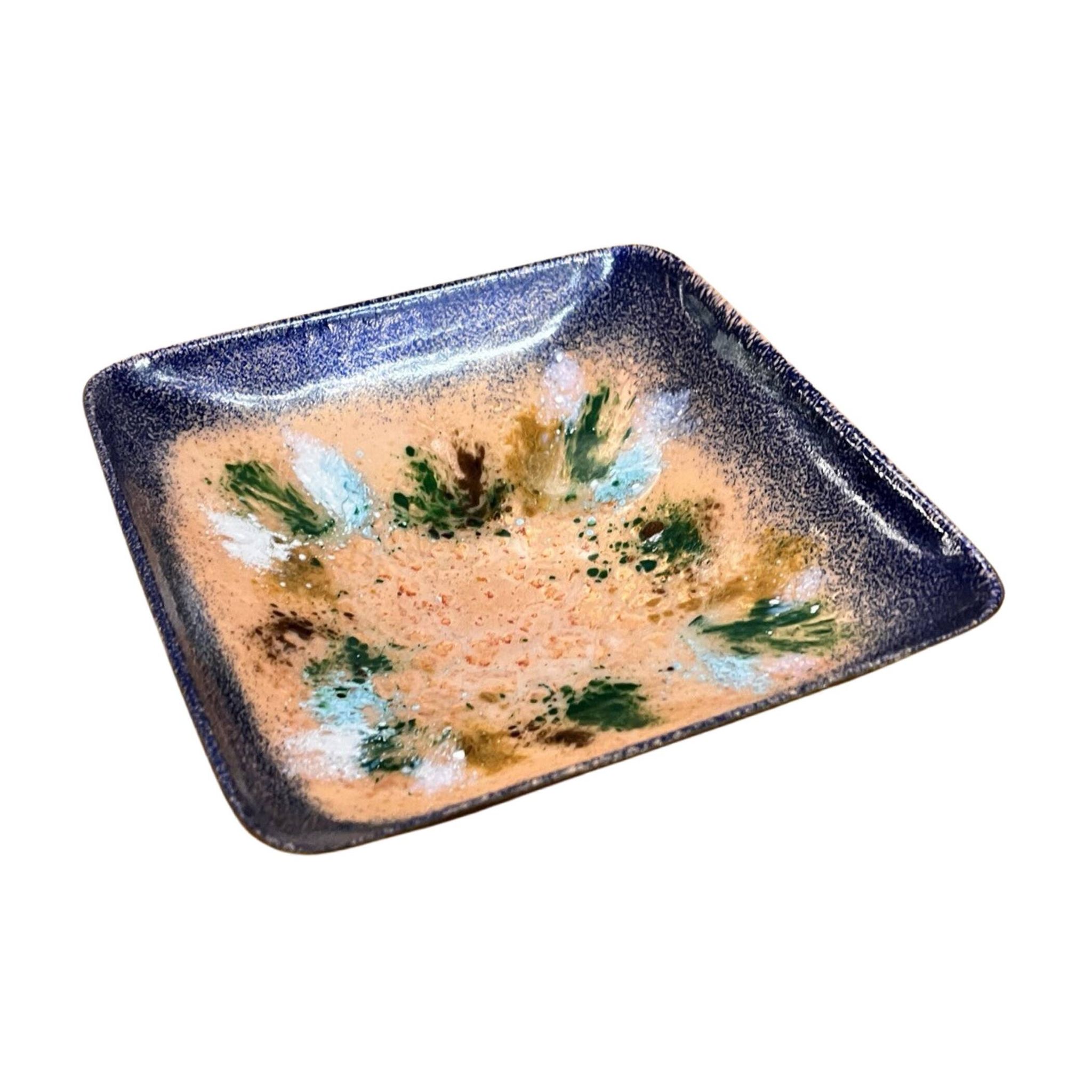 Enameled copper bowl plate, Germany, 1960s.