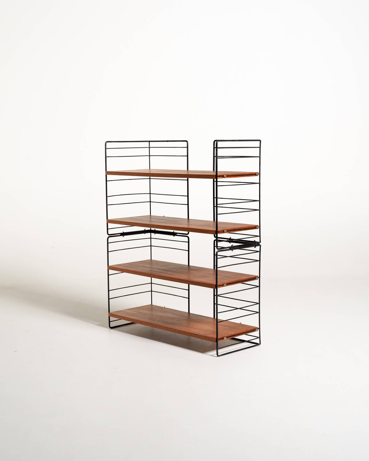 Scandinavian Freestanding Teak and Metal Bookcase, 1960s