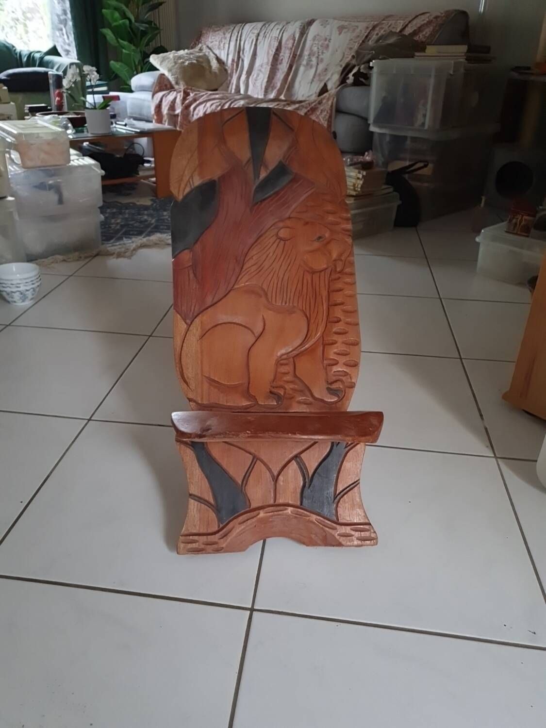 Chaise En Bois Africaine Artisanale, Style Sénégalais - Dimensions 70x38x95 Cm - À Assembler - Occasion En Bon état