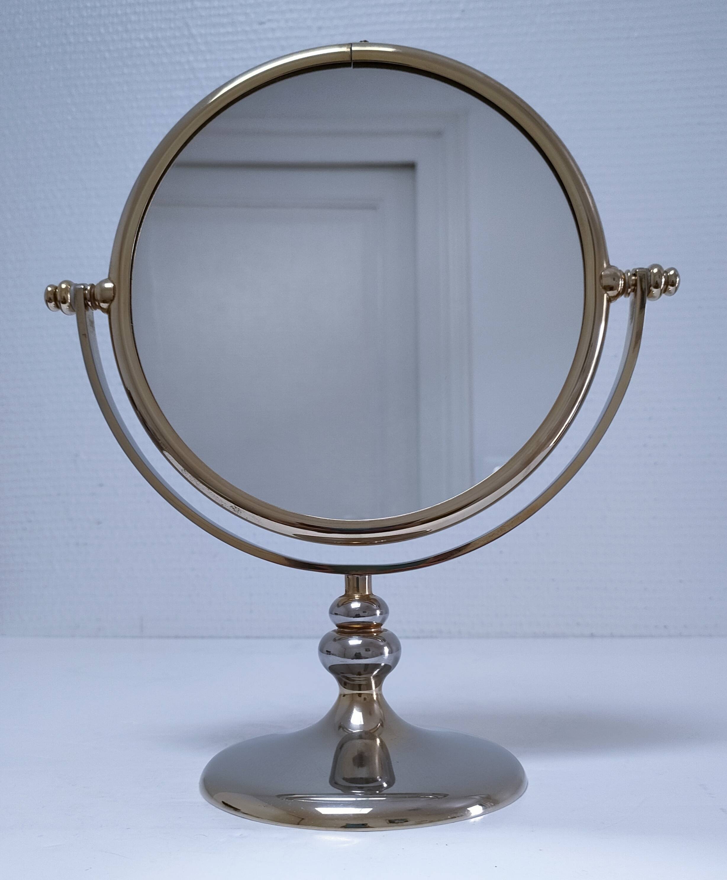 Miroir deux faces métal deux patines vintage