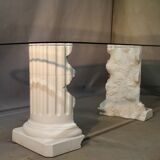Glass top table with Greek column base