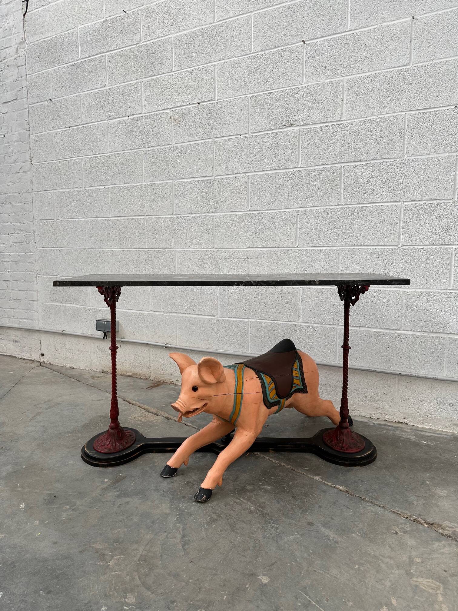 Late 19th century console in cast iron and marble