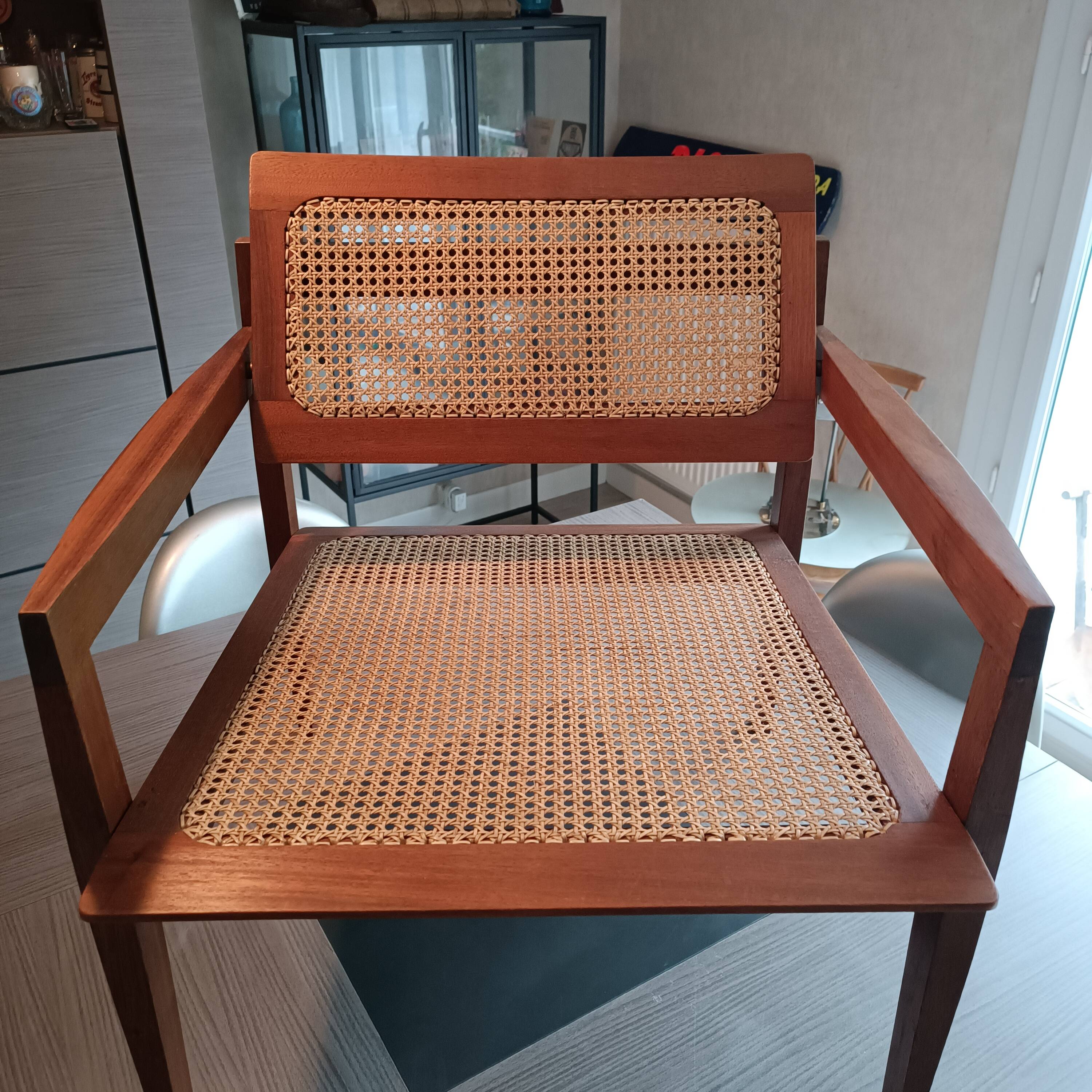 Roger Landault designer wooden cane armchair