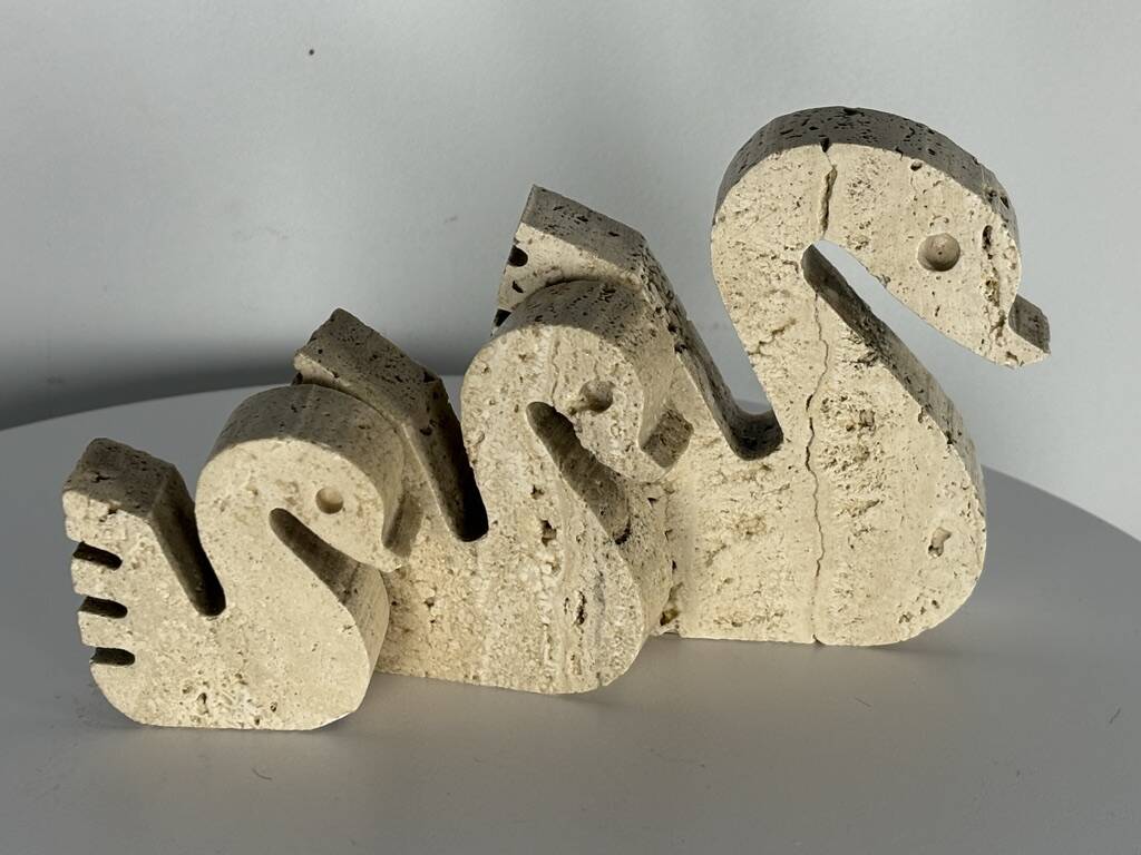 Swans Enzo Mari travertine for Fratelli Mannelli, Italy, 1970.