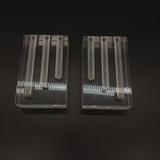 Duo Vase Bloc Résine Lucite Triple Cheminée Plexiglas Design Postmoderne