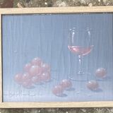 Painting - Still life: Glass of wine and grapes