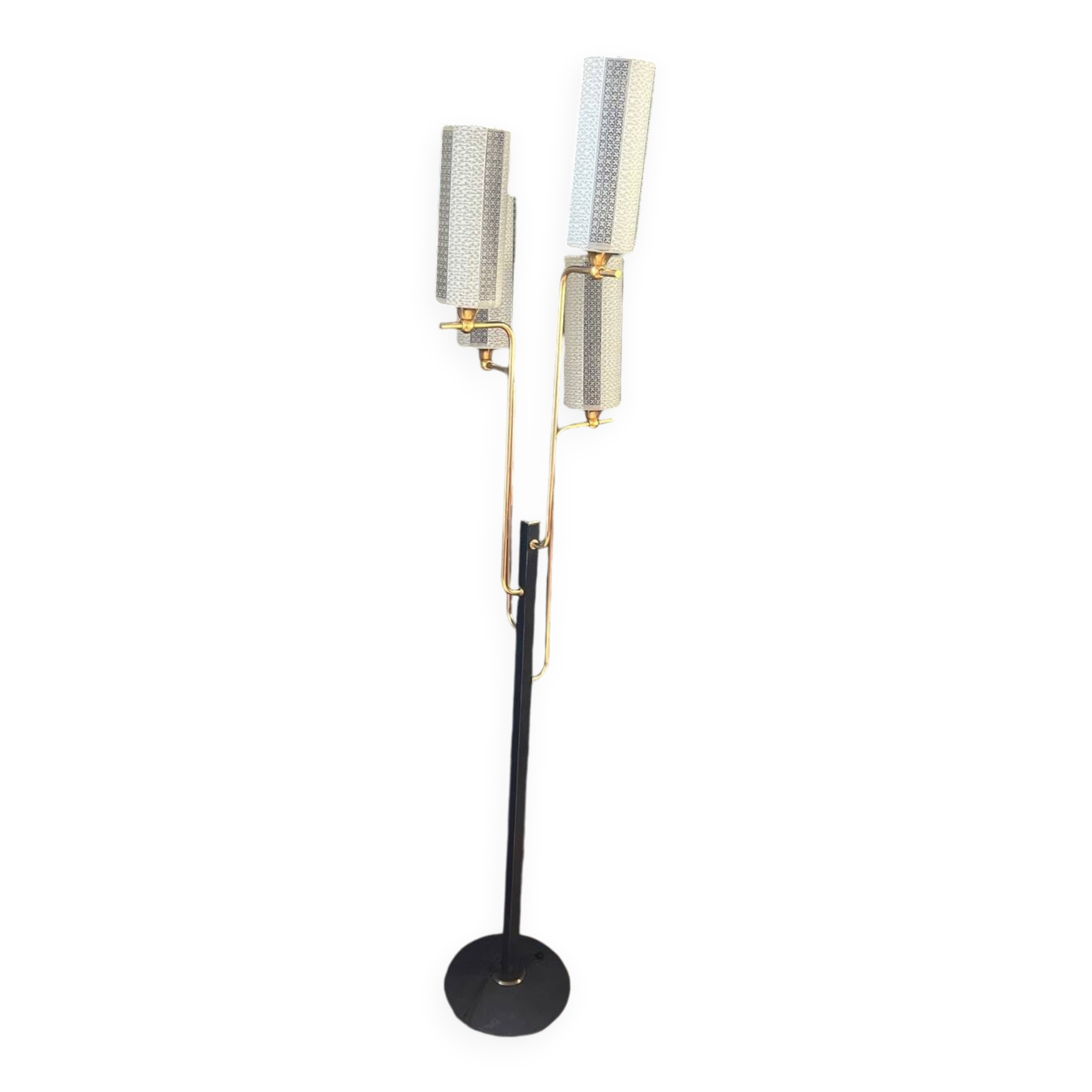 Lampadaire en métal noir et doré 1960
