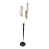 Lampadaire en métal noir et doré 1960