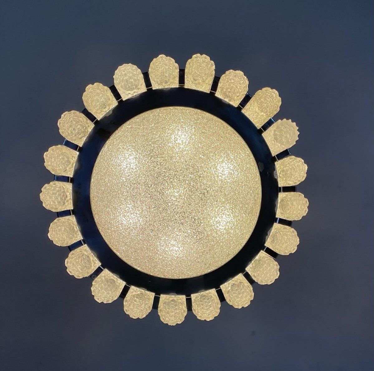 Chandelier in murano glass and chrome italy circa 1970