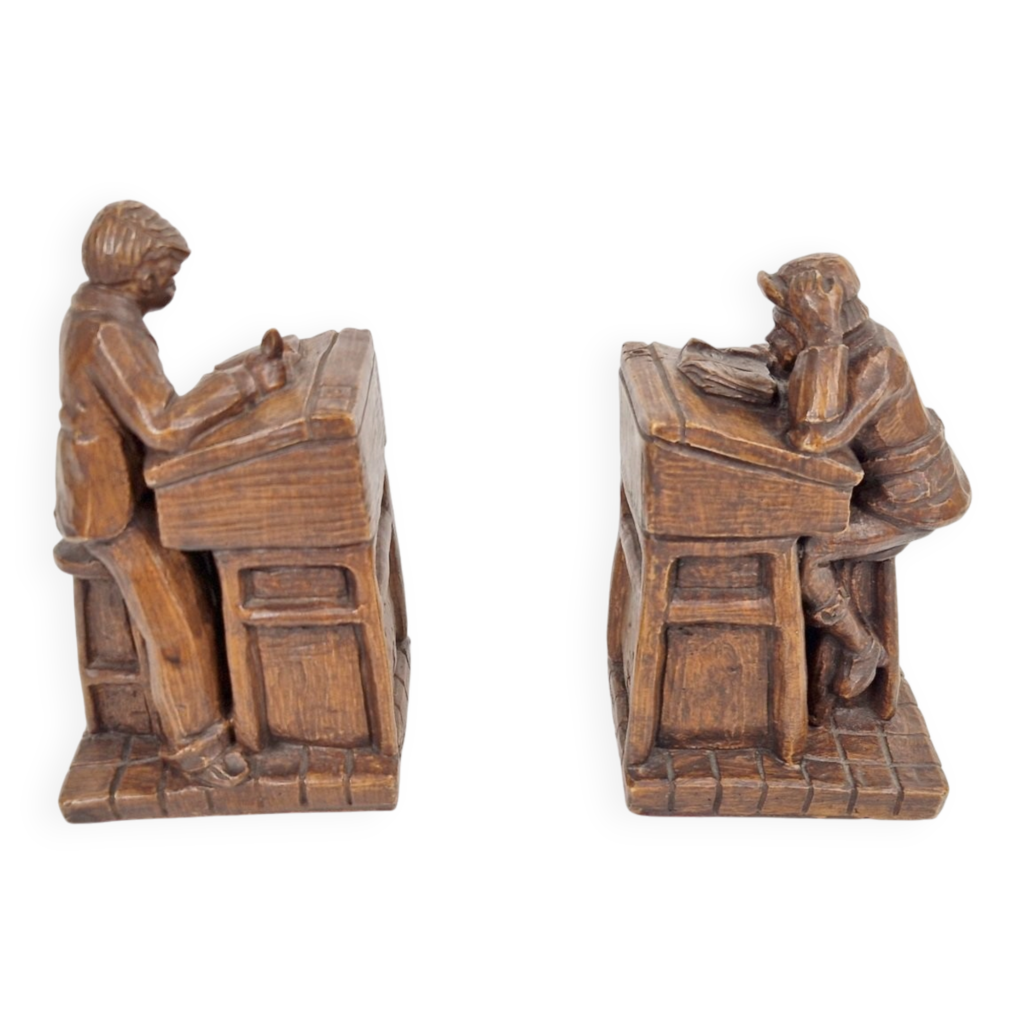 Resin Teacher and Student Bookends from Henzo, 1950s, Set of 2