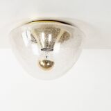 Brass and bubble glass wall or ceiling light by Hoffmeister