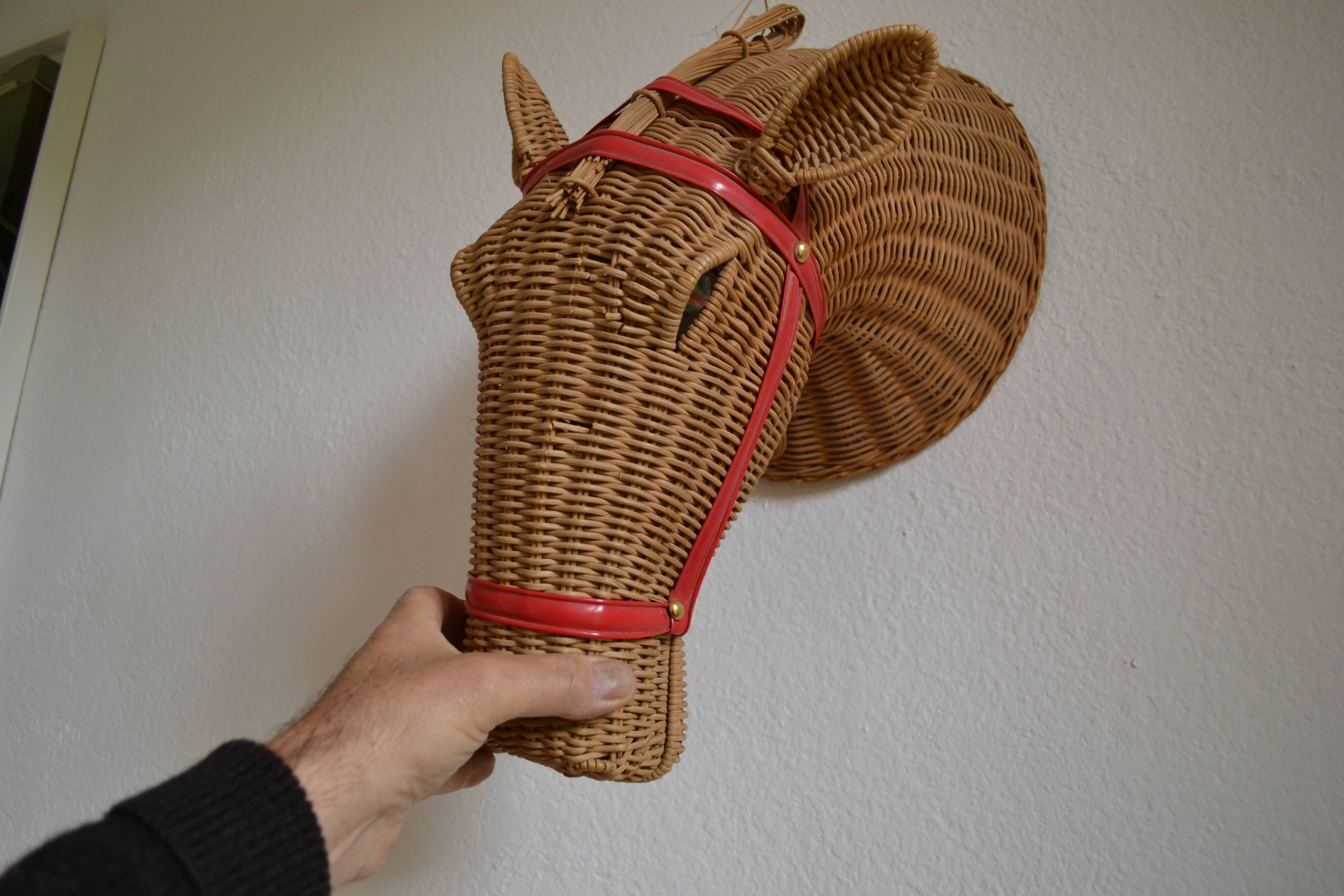 Rattan horse head 1960s 1970s