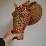 Rattan horse head 1960s 1970s