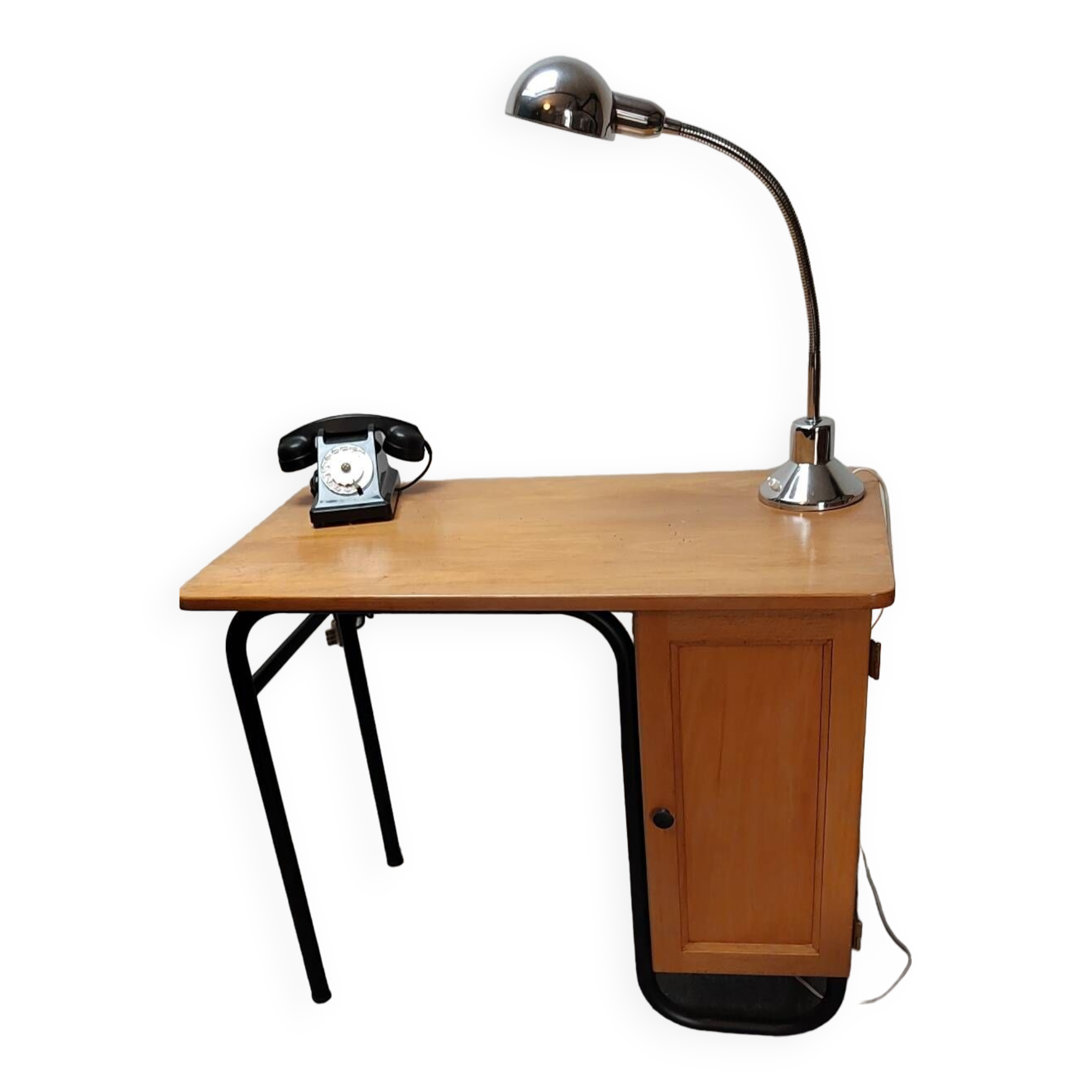 Bureau bois massif vintage style Hitier
