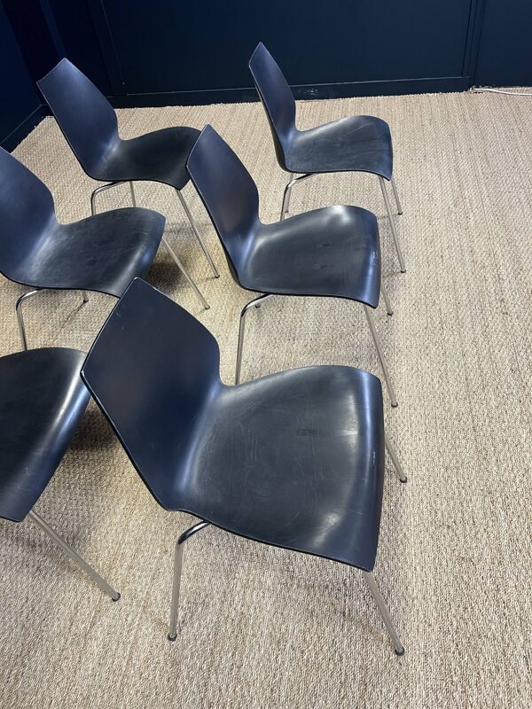 Ensemble de 6 chaises Maui noires par Magistretti pour Kartell années 2000 Italie