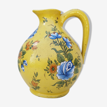 Provençal ceramic ventru pitcher floral decoration