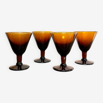 4 verres ambrés vintage