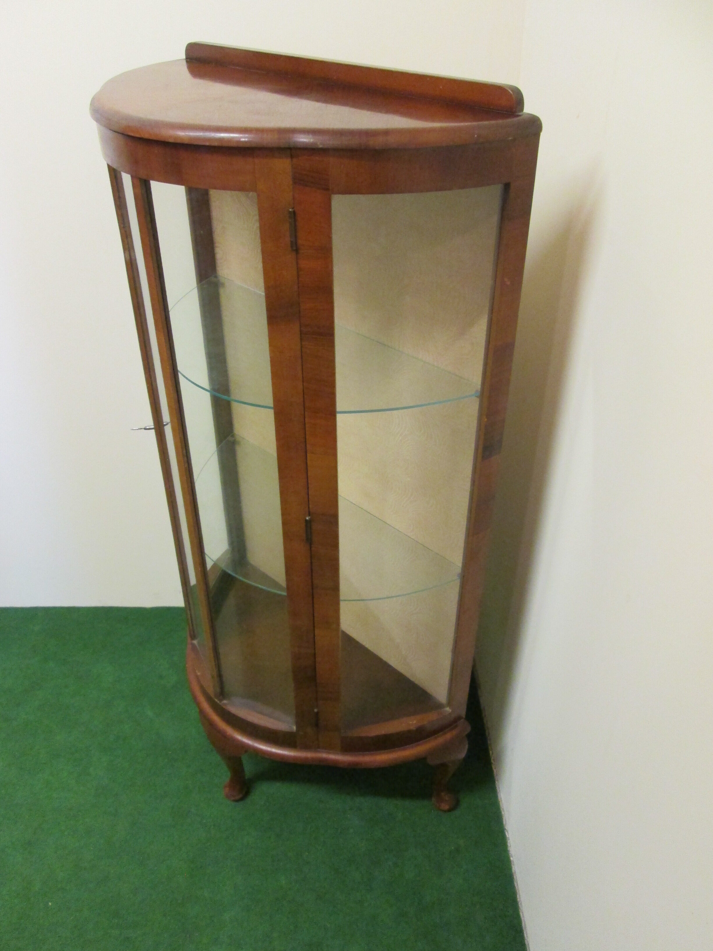 English art deco walnut showcase