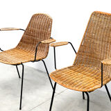 Set of two rattan easy chairs