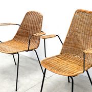 Set of two rattan easy chairs