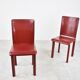 Lot de 6 chaises de salle à manger en cuir rouge fabriquées en Italie, années 1980