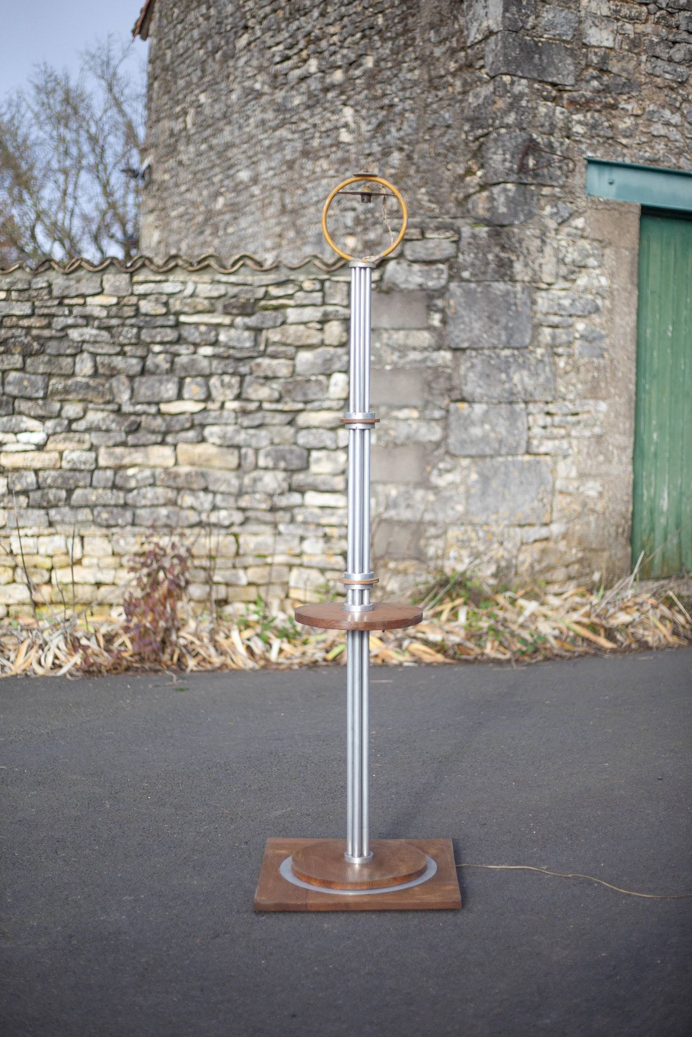 Art deco floor lamp, art deco floor lamp, wood and aluminum lamp, interior decoration