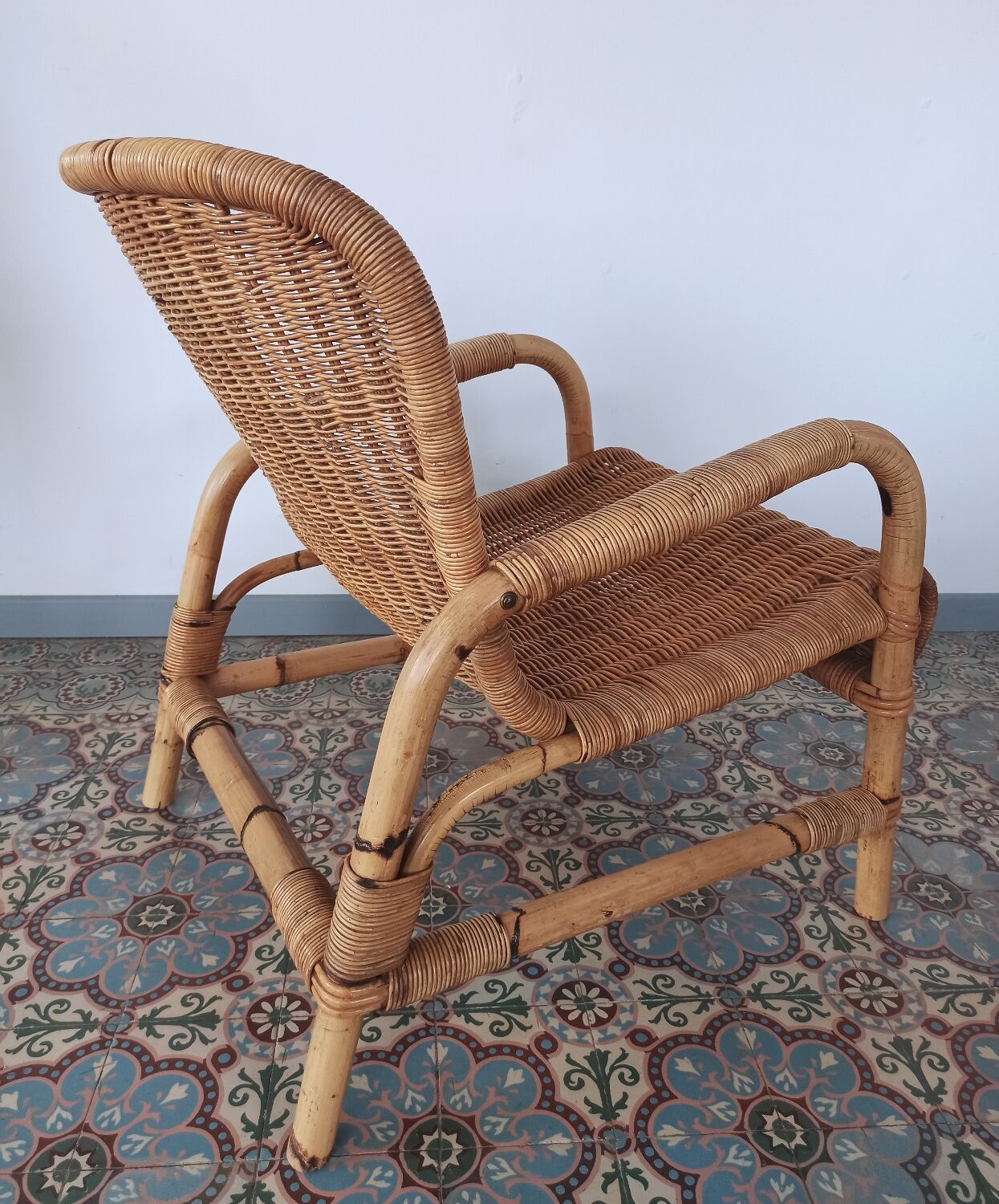 Bamboo and rattan armchair, 50s