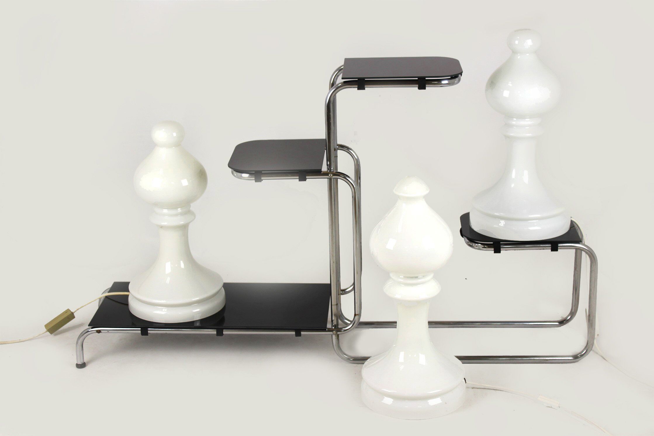 Glass Bishop Chess Table Lamp by Ivan Jakeš for Osvětlovací Sklo Valašské Meziříčí, 1970s