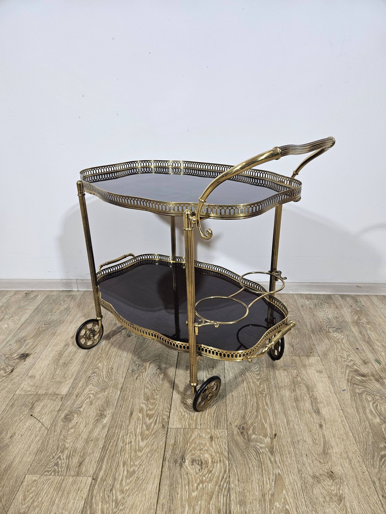 Luxurious bar cart, Maison Jansen, Hollywood Regency, France, 1950s/70s.