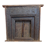 Ancienne fenêtre inde à décor sculpté de fleurs et rinceaux XIXe
