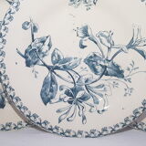 Set of 4 dessert plates in opaque porcelain of Gien model Honeysuckle, iron earth