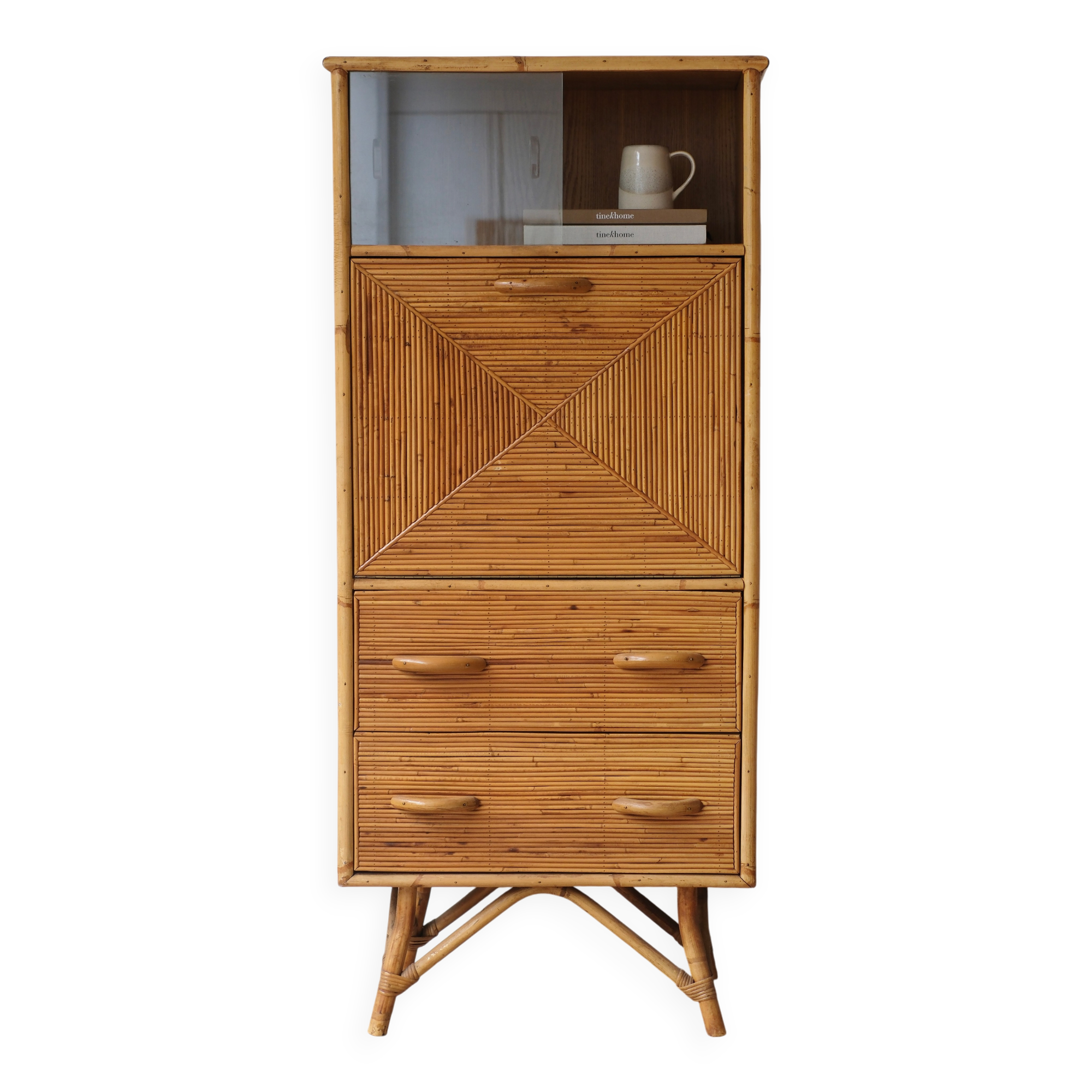 Vintage rattan secretary
