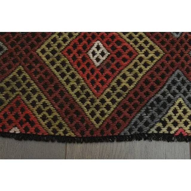 1970s Vintage Turkish Oushak Handmade Wool Cotton Red Runner Rug 70x213