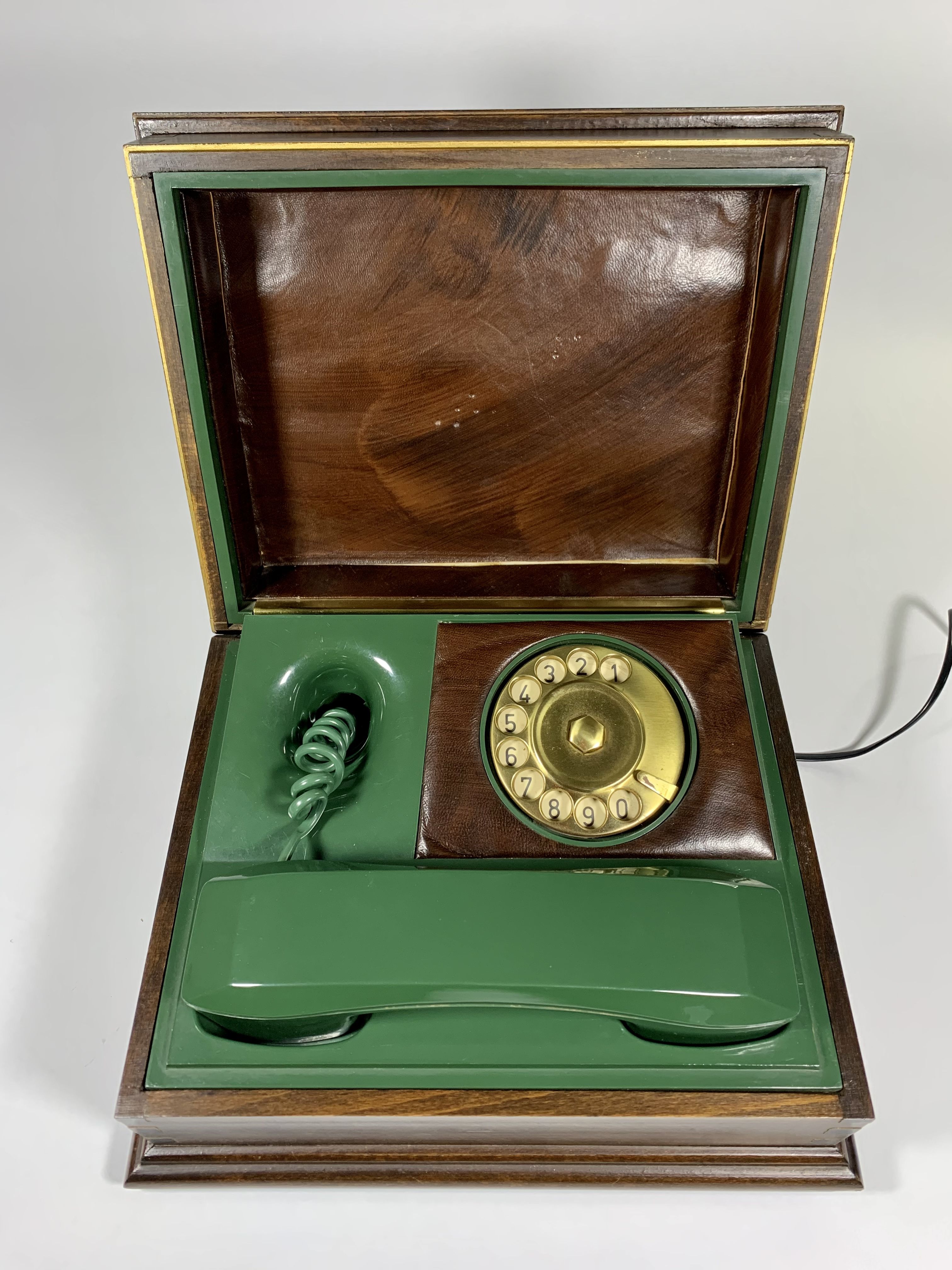 Telcer vintage italian phone chest in solid wood and bakelite - italian design circa 1960-1970