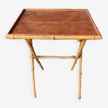 Ancienne table d'appoint pliante en bambou de Maurice Lauer, 1960