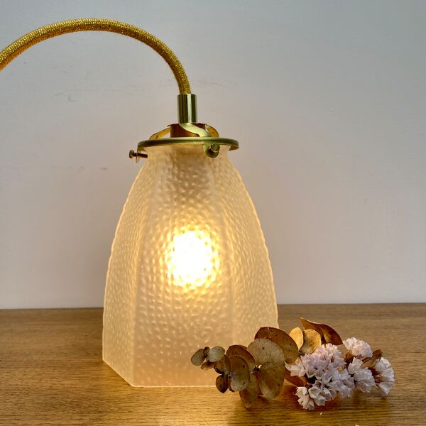 Baladeuse tulipe vintage en verre dépoli