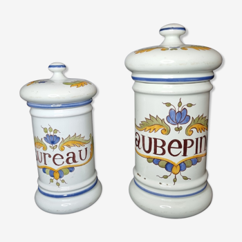 Series of two earthenware pharmacy jars