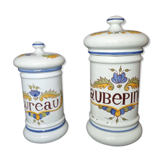 Series of two earthenware pharmacy jars