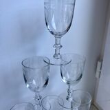 Set of 6 molded glass wine glasses, 20-30s