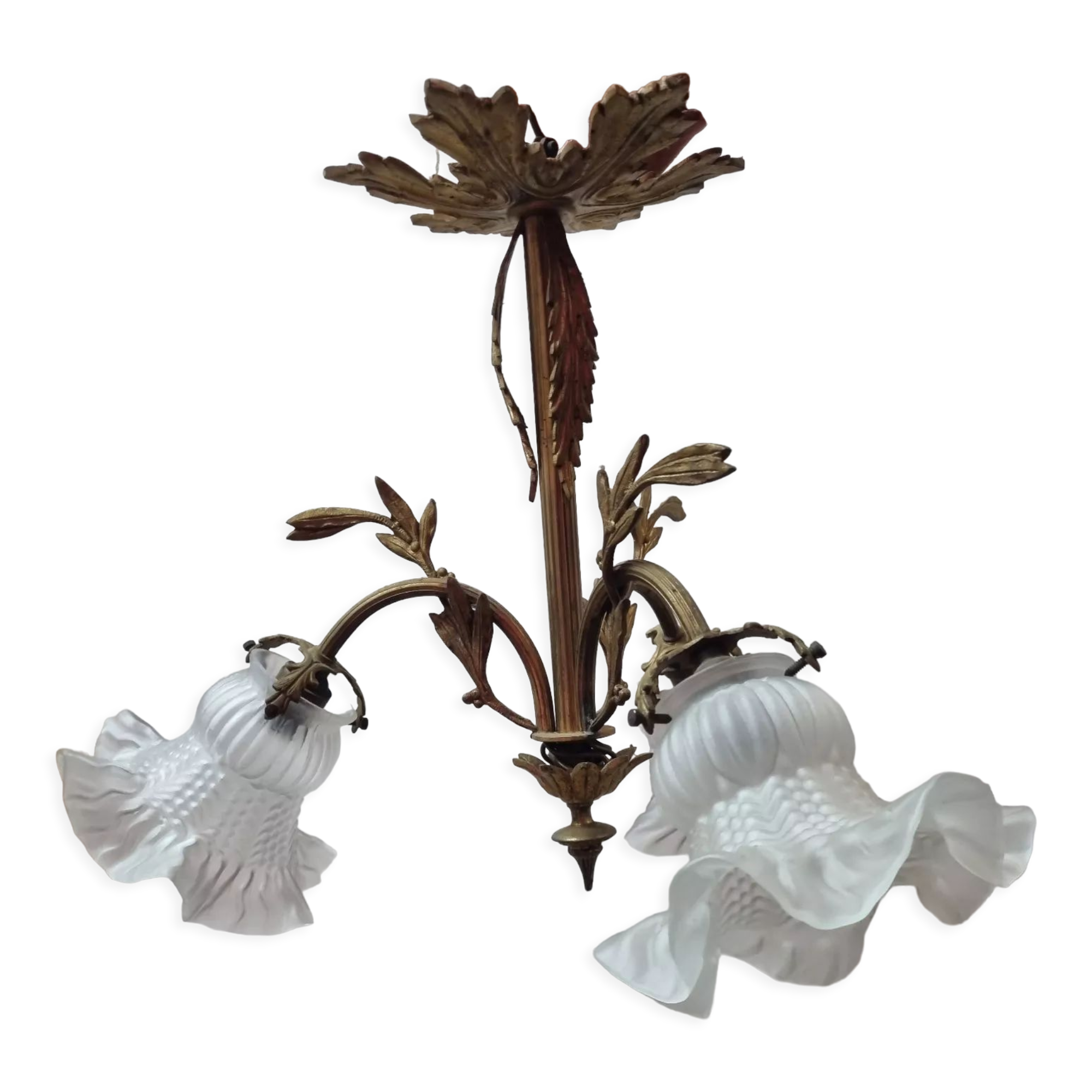 Bronze chandelier art deco 3 tulips