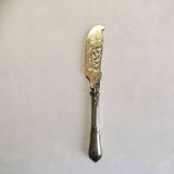 Silver-plated cheese knife with finely chiseled blade, 1900s