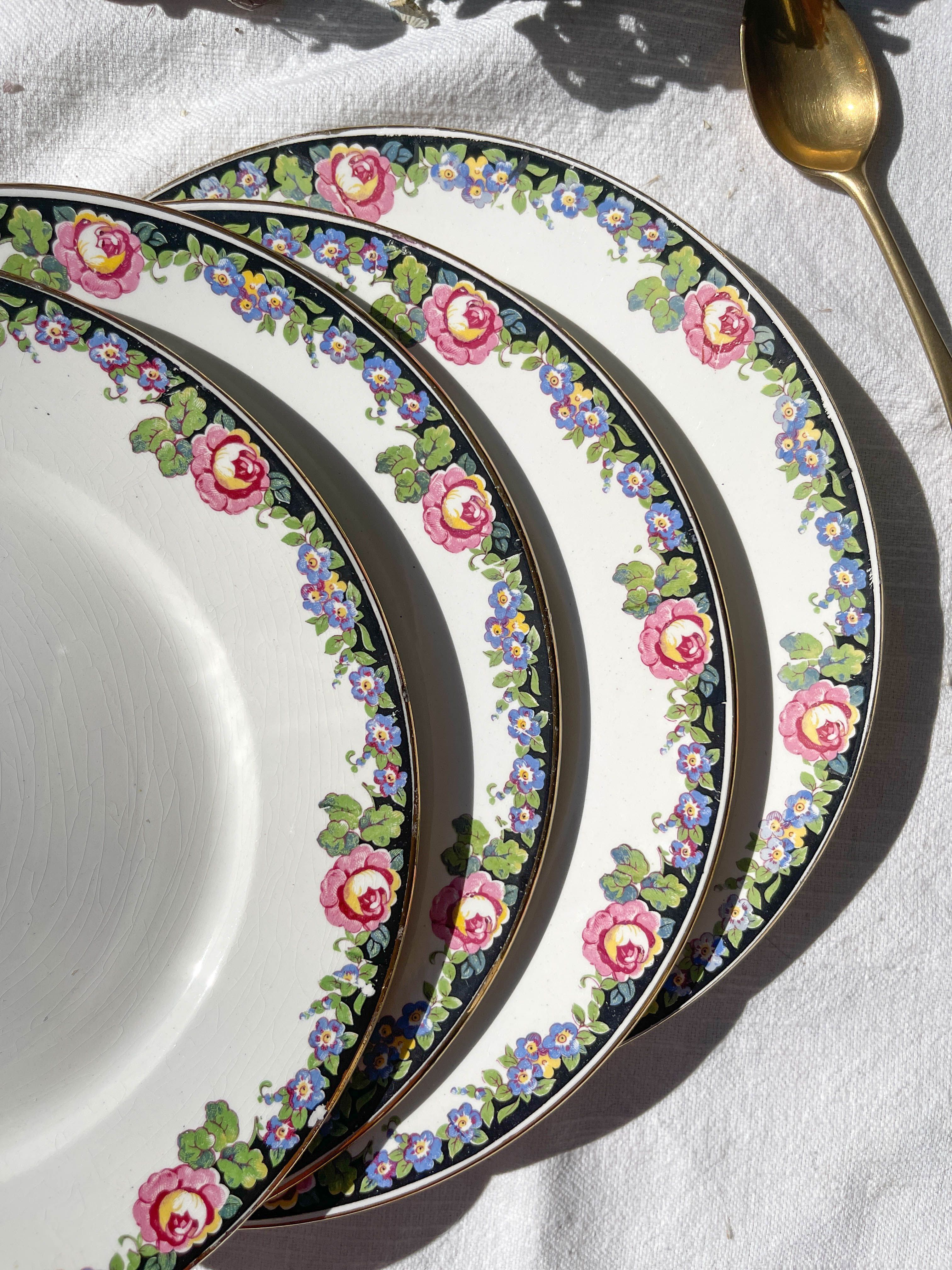 4 Digoin opaque porcelain plates with floral pattern "3984"