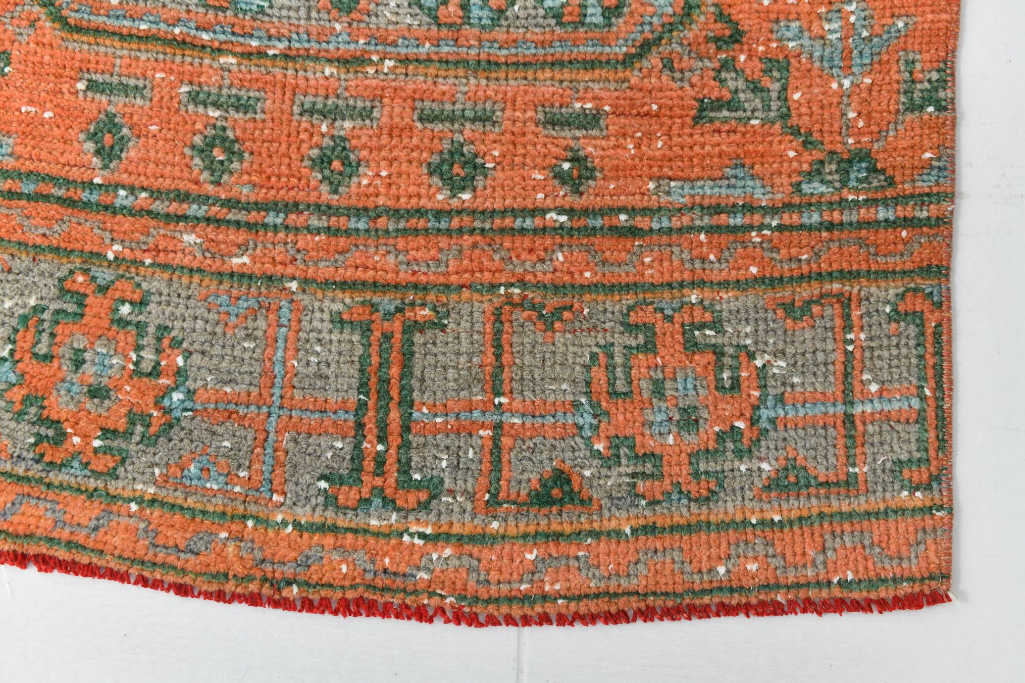 Tapis de couloir vintage antique orange corail, 74 x 334 cm