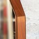 Specchio da parete ottagonale in legno massello e pelle, anni '50