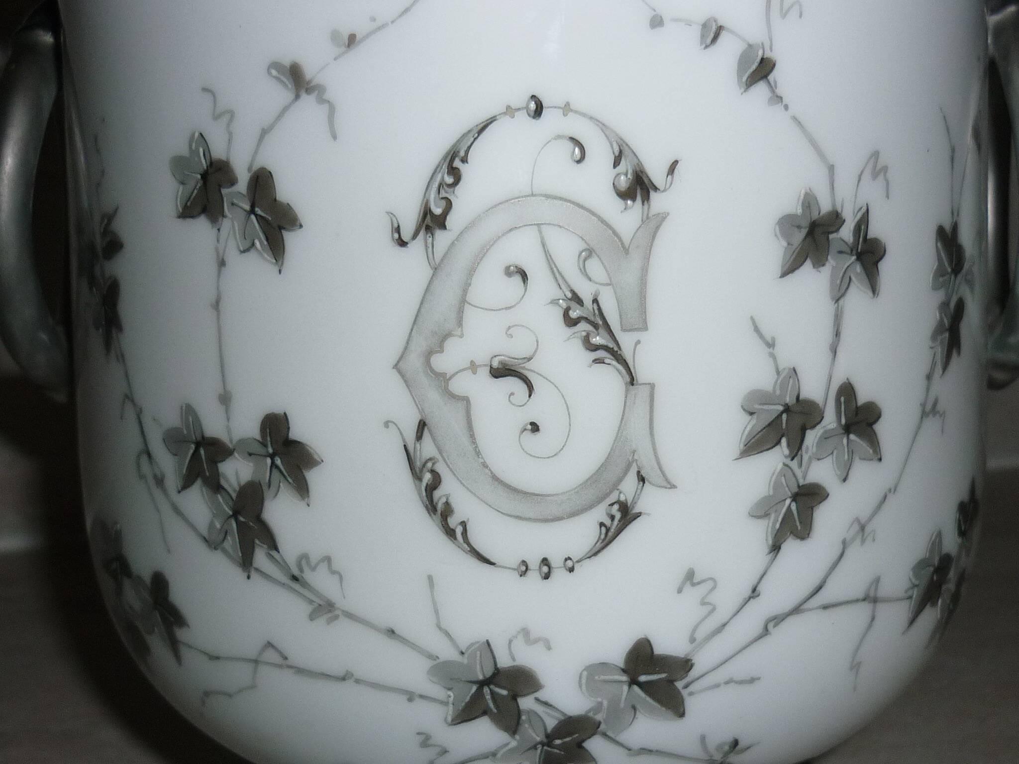 Painted porcelain planter and pot signed P. AGIN