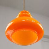 Mid-Century Italian Orange Glass & Brass Pendant Lamp, 60s