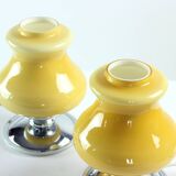 Table Lamps In Cream Opaline & Chrome, Bulgaria 1960s